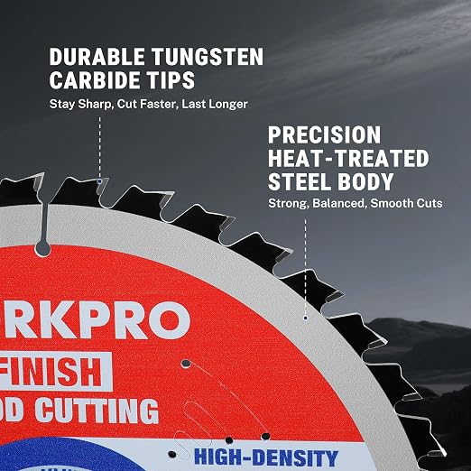 WORKPRO 7-1/4 Inch Woodworking Circular Saw Blade, 40T General Purpose Wood Cutting, Thin Kerf, Carbide Tipped, ATB Tooth, 1-Pack