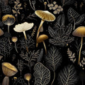 Laatse Black Gold Wallpaper Peel and Stick Dark Floral Contact Paper 17.5" x 393" Vinyl Self Adhesive Vintage Mushrooms Wall Mural Leaf Wall Paper for Room Countertop Drawer Decor Cabinet