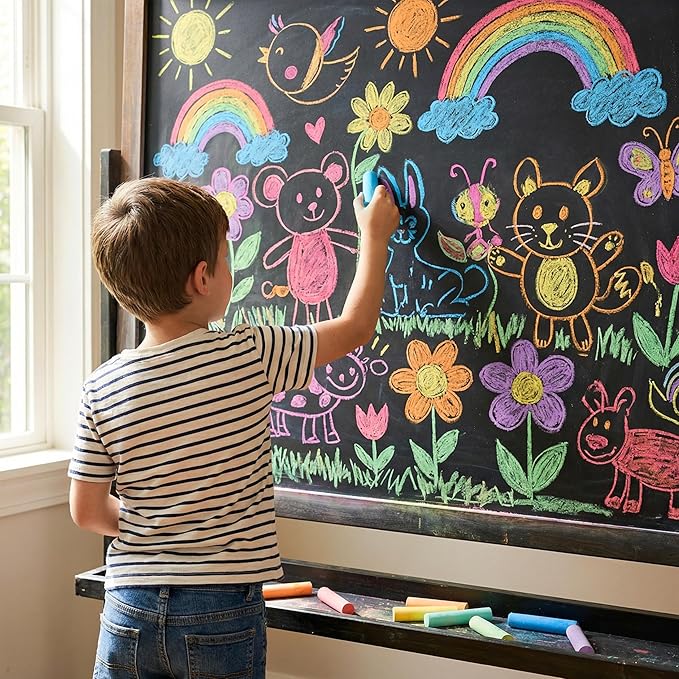 JOYIN 224 PCS Sidewalk Chalks Set Non-Toxic Washable Jumbo Chalk for Outdoor Art Play, Painting on Chalkboard, Blackboard and Playground