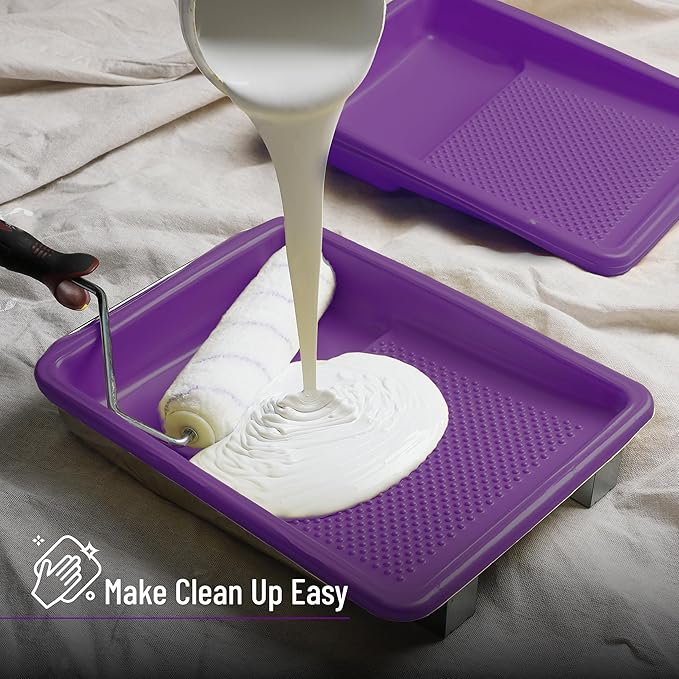 Bates- Paint Tray Liner, 9 Inch, 10 pcs, Purple Paint Pans Trays, Paint Roller Tray, Roller Tray Liners
