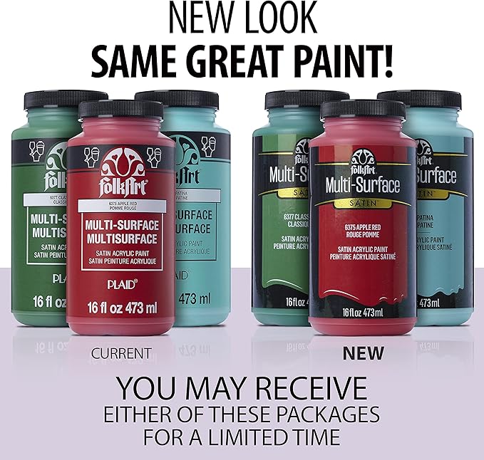 FolkArt Multi-Surface Satin Acrylic Paint in Assorted Colors, 16 oz, Titanium White 16 Fl Oz