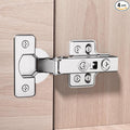 4pcs Full Overlay Soft Close Cabinet Hinges Frameless Concealed Door Hinges European Soft Closing Four-Hole Mounting Plate Hinges Nickel Plated Finish