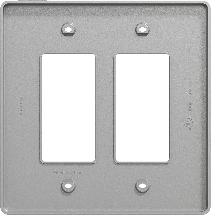 Square D by Schneider Electric X Series Wall Plate for Outlet and Light Switch, Mid Size Plus 2 Gang, Matte Gray
