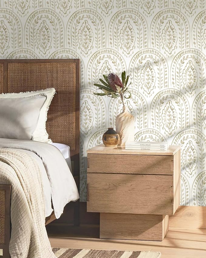Peel and Stick Wallpaper Modern Wall Paper Boho Removable Wallpaper Peel and Stick Brown and White Self-Adhesive Contact Paper for Bathroom Bedroom Kitchen Wall Decor 17.3" x 394"