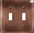 ENERLITES Double Toggle Light Switch Metal Cover Plate, Wall Plate, Stainless Steel 201, Corrosion Resistant, Standard Size 2-Gang 4.50" x 4.57", 7712-AC, Antique Copper