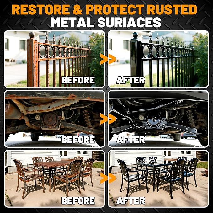 2-in-1 Rust Converter & Metal Primer, 35oz Matte Black Rust Inhibitor Paint for Metal, Ultra Automotive Rust Reformer & Seal, Heat Resistance Trailer Paint for Chassis, Frame, Marine, Industrial