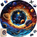MEATRN Wooden Puzzles for Adults - Planet Theme Colorful Astronomy Jigsaw Puzzle, Relaxing Space Puzzle Gift, Family Night Activity and Brain Challenge, 200 Pieces, 11.2x11.3 in