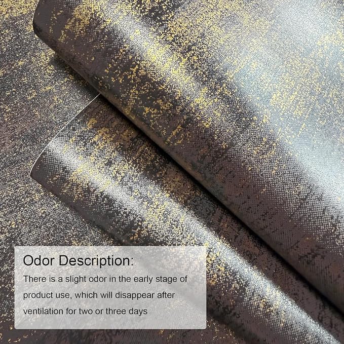 JiffDiff Vintage Metallic Peel and Stick Wallpaper Industrial Metallic Concrete Wall Paper Modern Stick on Wallpaper Self Adhesive Contact Paper(17.3" x 400" Black Gold)