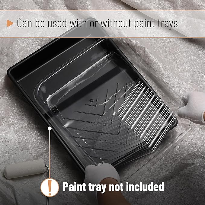Bates 9 Inch Paint Tray Liners - 10 Transparent Plastic Disposable Trays for Painting Walls