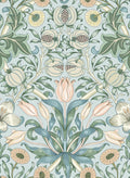 HueBurst 17.3"x394" Peel and Stick Vintage Floral Contact Paper Blue Background Pink Pomegranate Flower William Morris Wallpaper Self Adhesive Wall Paper Removable