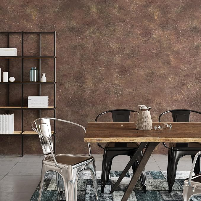 TOTIO Retro Brick Red Concrete Wallpaper Peel and Stick Brown Granite Contact Paper Industrial Style Wall Paper 16x354inch Bubble-Free Design Matte Thicken Waterproof Self-Adhesive Vinyl Wall Stickers