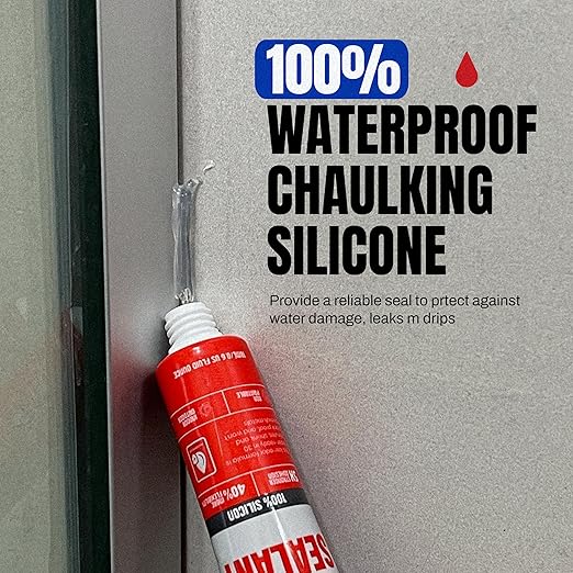 GH1200 18 ML x 8 PCs Silicone Caulk Clear Silicone Sealant Waterproof, Kitchen & Bathroom Caulk - Shrink & Crack Proof - Pocket-Friendly Small Size Indoor & Outdoor Use Silicone Glue - Strong Caulking