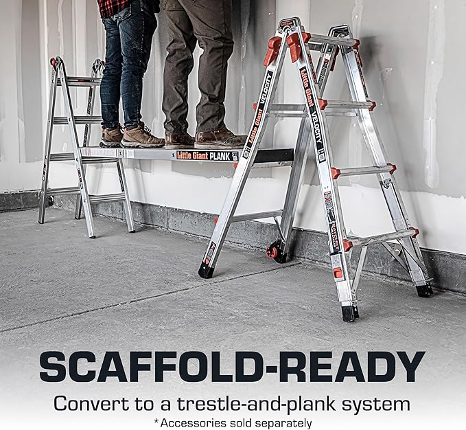 Little Giant Ladder Systems Velocity with Wheels, M17, 17 Ft, Multi-Position Ladder, Aluminum, Type 1A, 300 lbs Weight Rating, (15417-001)