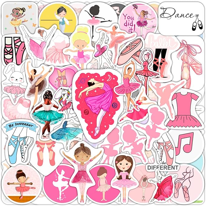 BulbaCraft Ballet Stickers - Ballerina Laptop Stickers, Ballet Gifts, Ballerina Party Supplies, Gifts for Women & Men