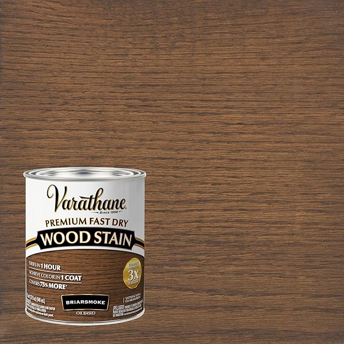 Varathane Premium Fast Dry Wood Stain | 1 Hour Dry Time | 1 Coat Color | Interior Wood Stain | Furniture, Cabinets, Doors, Trim | Quart | Briarsmoke