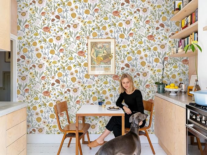 Dimoon 197"x17.3" Contact Paper Peel and Stick Wallpaper Floral Wallpaper for Cabinets Drawers White and Pink Bathroom