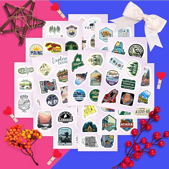 BulbaCraft Maine Stickers for Water Bottle and Laptop - State Souvenirs, Decorations & Gifts, Waterproof Vinyl Decals, Gifts for Women & Men