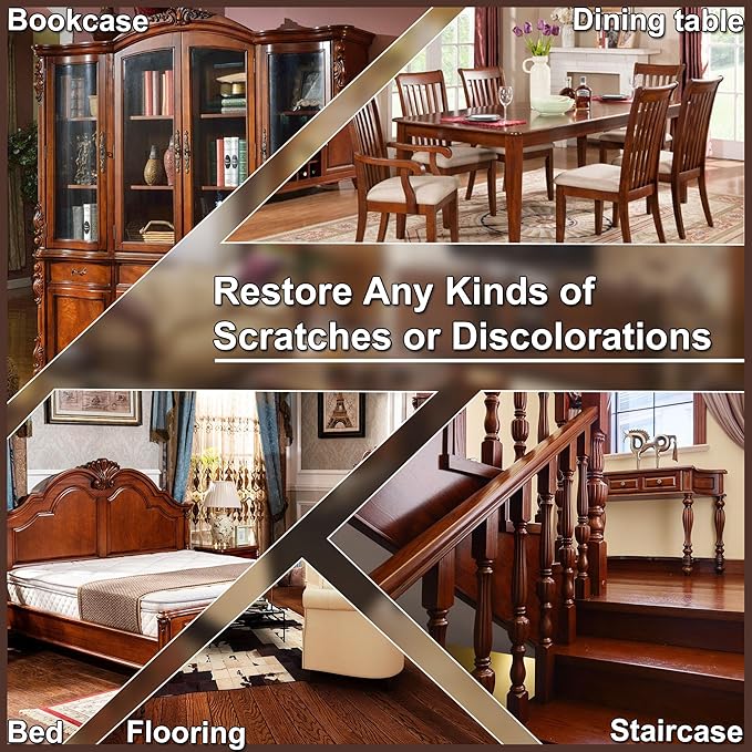 Hupeyna Wood Furniture Repair Kit, 12 Colors Wood Repair Kit, Wood Touch up Fillers, Repair Scratch, Cracks, Discoloration for Wooden Cabinet, Floor, Door, Table Surfaces Wood Filler Paint
