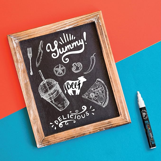 LANA & LUCA Liquid Chalk Markers for Blackboards - Bold Color Dry Erase Marker Pens - Chalkboards Signs, Windows, Blackboard, Glass - 6mm Reversible Tip (8 Pack)