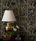Erfoni 118"x17.7" Black and Gold Wallpaper Vintage Peel and Stick Wallpaper Special Animals Pattern Contact Paper Stick and Peel Self Adhesive Removable Wall Paper for Countertop Cabinets Covering