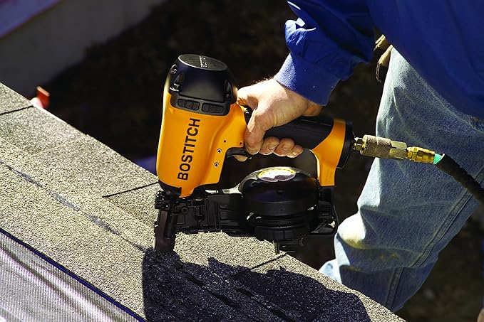 BOSTITCH Coil Roofing Nailer, Roofing Nail Gun, Fast Reloading, 3/4-Inch to 1-3/4-Inch (RN46)
