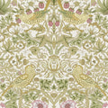 HueBurst William Morris Vintage Peel and Stick Wallpaper 17.7 x 118in Strawberry/Bird Botanical Self Adhesive Removable Waterproof Contact Paper for Living Room Bedroom Cabinets Drawers Decor