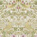HueBurst 17.7x394 in White Peel and Stick Floral Wallpaper Flower/Strawberry/Bird William Morris Vintage Wallpaper Self Adhesive Contact Paper Removable Wall Paper for LivingRoom Bedroom Kitchen Decor
