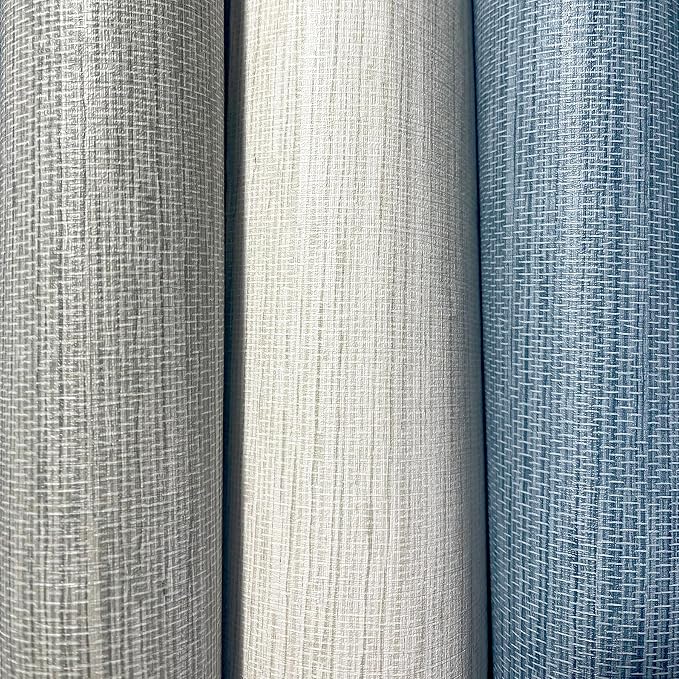 JiffDiff Grasscloth Wallpaper Peel and Stick Cream Grassweave Peel & Stick Wallpaper Textured Wallpaper Contact Paper 17.3"x118"