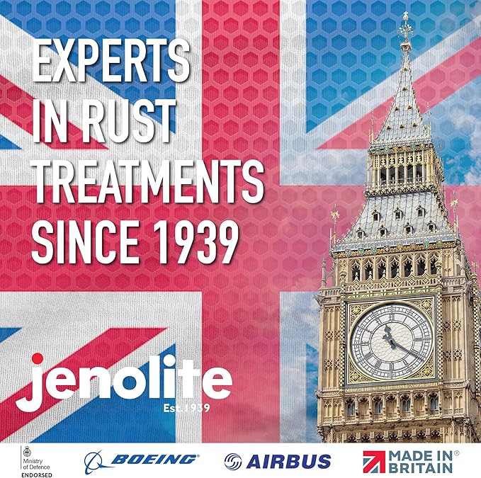 JENOLITE Rust Converter Trigger Spray for Metal 500 ml (16.9 fl oz) All In One Fast‑Acting Water‑Based Rust Reformer, Primer & Inhibitor. Converts Rust to a Paint‑Ready Surface. Made In Britain.