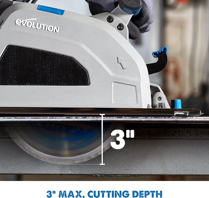 Evolution S210CCS Metal Cutting Circular Saw | 8-1/4" Blade | Cuts Steel Clean & Cool | Adjustable 3" Depth | Chip Collector | No Heat Burr or Sparks | High Torque Motor | TCT Blade Included
