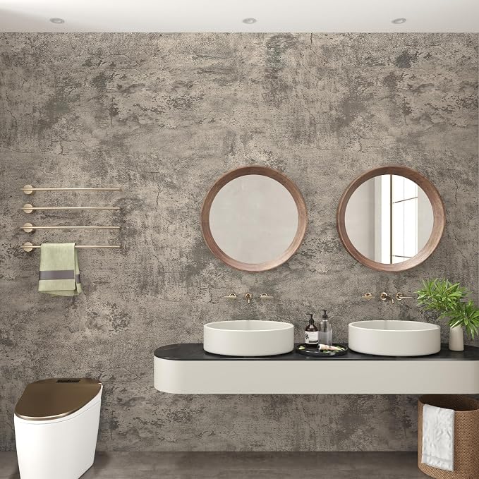 TOTIO Wide Grey Concrete Wallpaper Peel Stick 24x78inch Matte Thicken Waterproof Adhesive Gray Cement Textured Contact Paper Vinyl Wall Paper Rolls for Store Rental House Industrial Style Earthy Grey