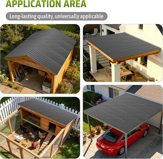 Metal Roof Panels 25Pcs 60.6×20.5 Inches with Screws, Corrugated Tin Roofing Panels Waterproof,Steel Wall Panel Siding Panels Sheets for Garages Sheds Chicken Coop Stables and Mobile Homes,Black