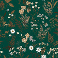 Laatse Dark Floral Wallpaper Peel and Stick 17.5in x 118in Vintage Green Gold Leaf Wallpaper Vinyl Waterproof Self-Adhesive Boho Botanical Wall Paper Mural for Cabinet Bookcase Bedroom Decor