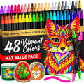 ARTISTRO 48 Precision Dual-Tip Acrylic Paint Markers – Paint Pens Set with Dot & Fine Tips for Fabric, Rock, Glass, Wood, Coloring Books – Classroom & Art Supplies Gift – Teacher Appreciation Gift