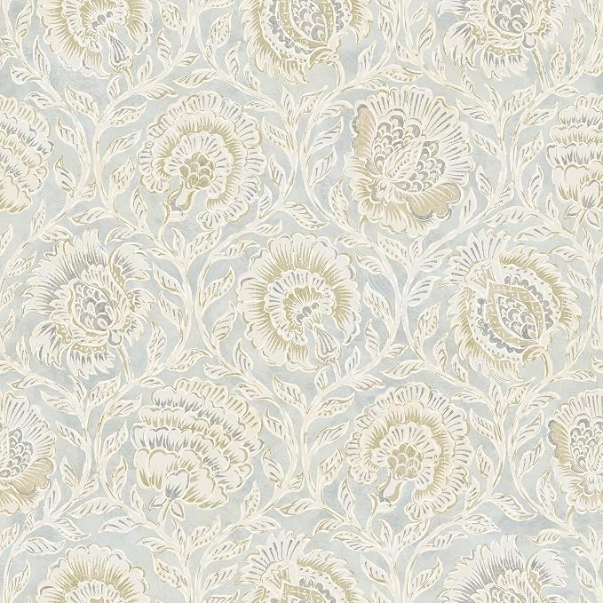 NuWallpaper x Nabela Noor Home Aliviya Mint Peel and Stick Wallpaper, Flowers, Transitional, Self-Adhesive, 20.5-in x 18-ft
