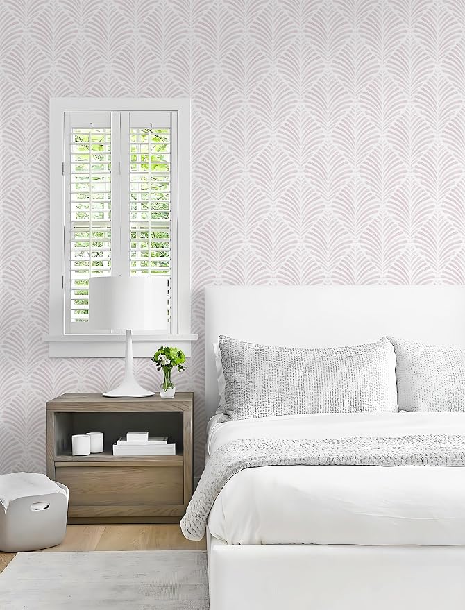 Safiyya Peel and Stick Wallpaper Boho Contact Paper 17.3"x196" Pink Geometric Modern Wall Paper Self Adhesive Removable Wallpaper for Bedroom Vinyl Rolls