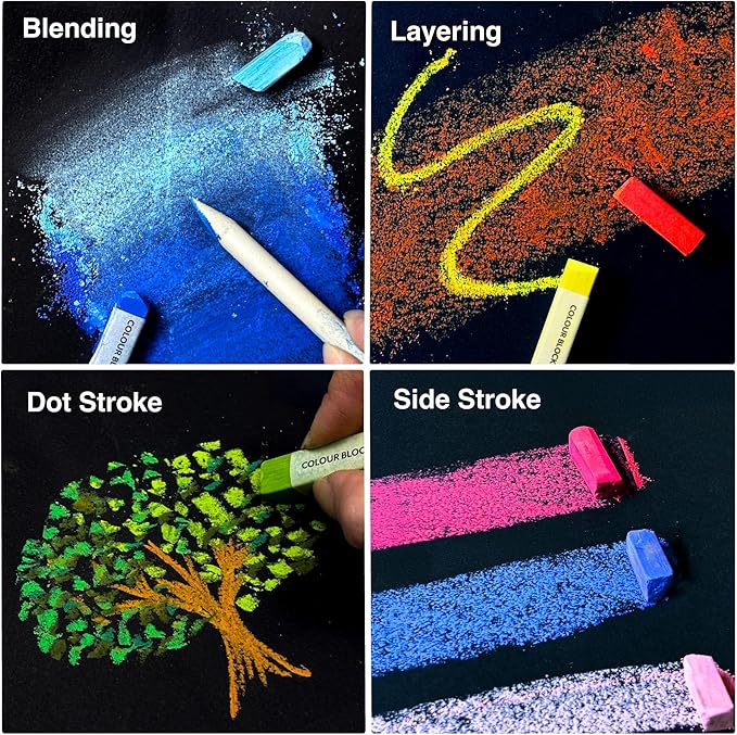 COLOUR BLOCK Soft Pastels for Artists - 80 Colors Square Chalk Soft Pastels Art Set in CARBON Box - Vibrant Pigments Art Kit for Painting, Drawing, Sketching, Hobbyist.
