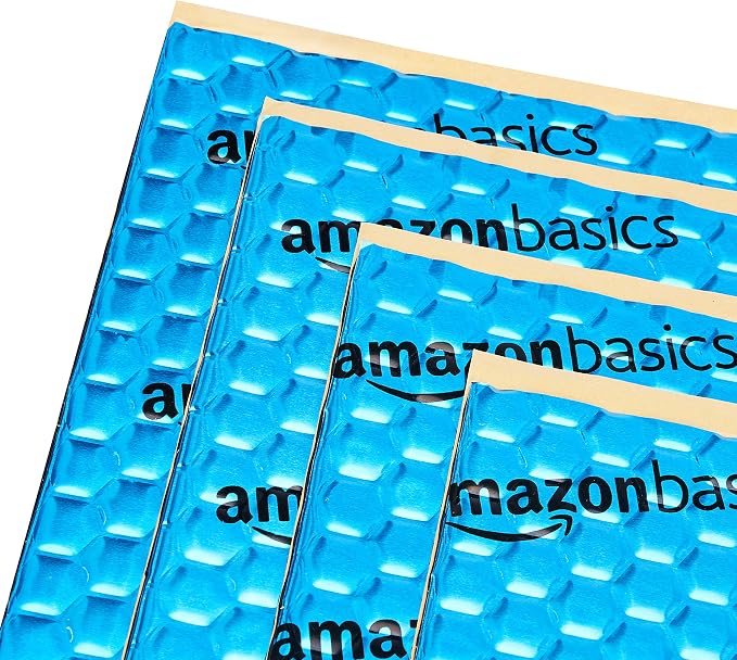 Amazon Basics Car Sound Deadening Mat, 9.8" x 15.7", 34-Piece, Heat and Noise Insulation, Vibration Dampening