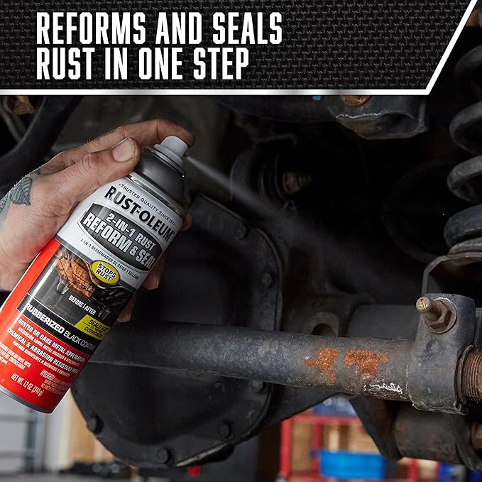 Rust-Oleum 344713-6PK Automotive 2-In-1 Rust Reform & Seal Spray, 12 oz, Flat Black, (Pack of 6)