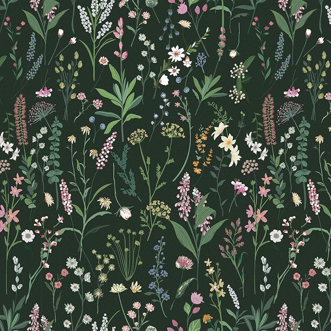 17.3'' x 393.7" Floral Peel and Stick Wallpaper Vinyl Flower Wallpaper Vintage Vinyl Peel and Stick Wall Paper for Kitchen Cabinet Furniture Renter Friendly (Covers 47.4 Sq Ft)