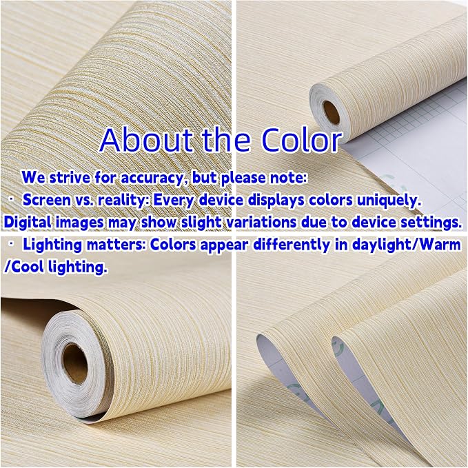 Haimin Grasscloth Wallpaper Textured 24in X 393in Fabric Contact Paper Textured Linen Wall Paper Peel and Stick Self-Adhesive Thick Vinyl Embossed Wallpaper (Yellow)