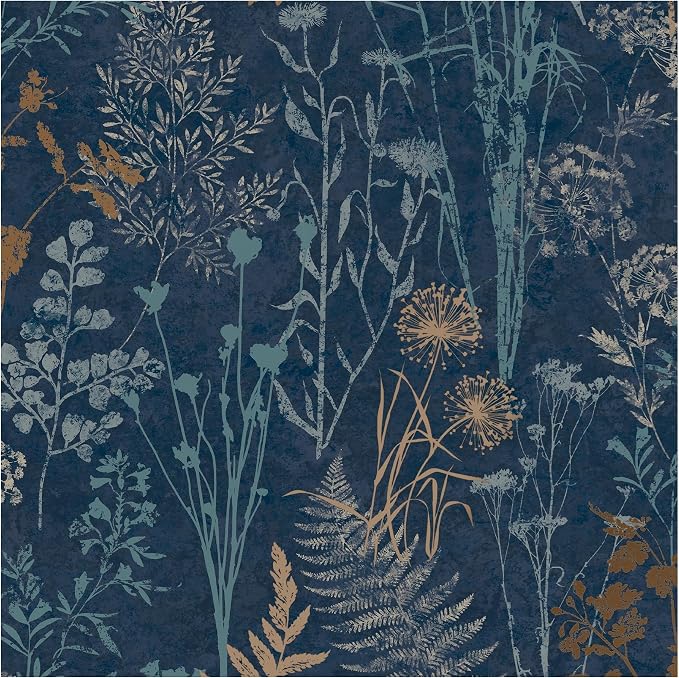 Superfresco Easy Organics Navy and Copper Wallpaper