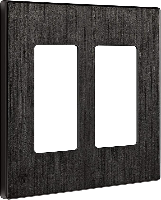ENERLITES Elite Series Screwless Decorator Wall Plate Child Safe Outlet Cover, Gloss Finish, Size 2-Gang 4.68" H x 4.73" L, Unbreakable Polycarbonate Thermoplastic, SI8832-BDB, Brushed Dark Bronze