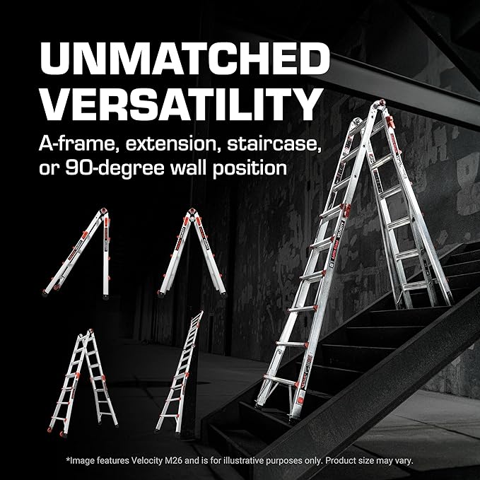 Little Giant Ladder Systems Velocity with Wheels, M17, 17 Ft, Multi-Position Ladder, Aluminum, Type 1A, 300 lbs Weight Rating, (15417-001)