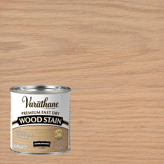 Varathane Premium Fast Dry Wood Stain | 1 Hour Dry Time | 1 Coat Color | Interior Wood Stain | Furniture, Cabinets, Doors, Trim | Half Pint | Sunbleached