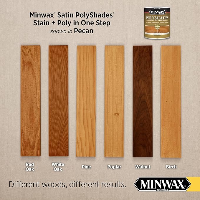Minwax PolyShades Wood Stain + Polyurethane Finish – ½ Pint, Pecan, Satin