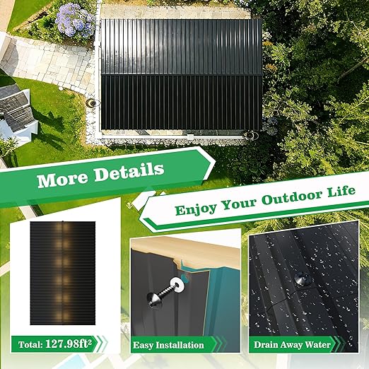 10pcs Metal Roofing Panels, 60.63'' L ×17.72'' W 72.98 ft² Corrugated Metal Sheets, Galvanized Steel Roof Fence Panels for Mobile Homes, Garages, Chicken Coop, Sheds, Stables, Patio, Black