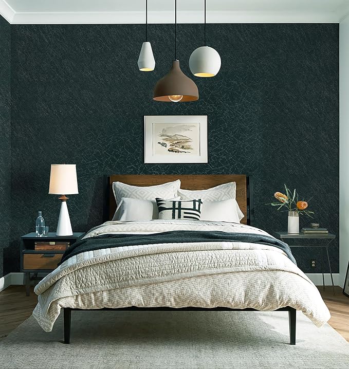 Safiyya 393"x 17.3" Peel and Stick Wallpaper Blackish Green Silk Wallpaper Textured Green Contact Paper Removable Modern Solid Color Contact Paper for Walls Vinyl Rolls