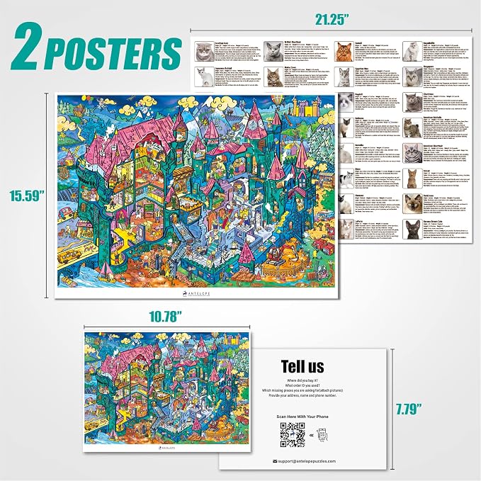 Antelope - 1000 Piece Puzzle for Adults, Cat Castle Jigsaw Puzzles 1000 Pieces, High Resolution, Matte Finish, Smooth Edging, No Dust Creative Artistic Puzzle
