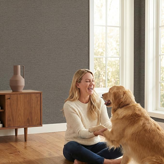 WADILE Grasscloth Peel and Stick Wallpaper 15.7in x 78.7in, Textured Contact Paper for Cabinets, Faux Linen Wall Paper Pull and Stick, Fabric Vinyl Wallpaper Self Adhesive Brown Gray | Textured contact paper, Faux linen, Vinyl material, Cabinets, Self ...